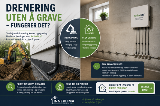 Sammenligning av tradisjonell drenering med graving og ActiveDry elektroosmose uten omfattende utgraving