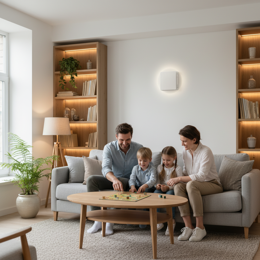 Miniventilasjon med familie i sofa – 1:1