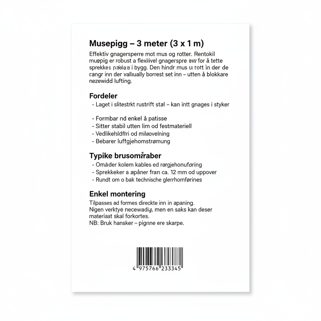 Musepigg bakside sort på hvit